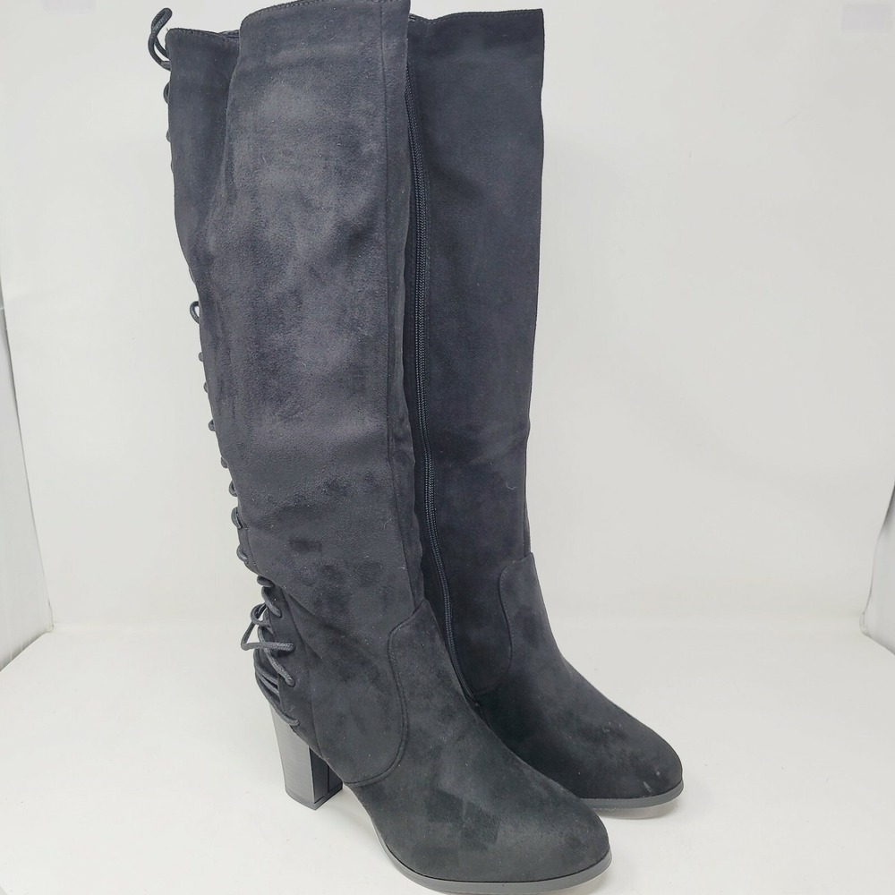 DREAM PAIRS Women's Boots Sz 7 M Knee High Black Heeled Riding Shoes